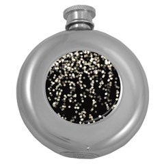 Christmas Bokeh Lights Background Round Hip Flask (5 Oz) by Amaryn4rt