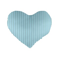 Stripes Striped Turquoise Standard 16  Premium Flano Heart Shape Cushions by Amaryn4rt