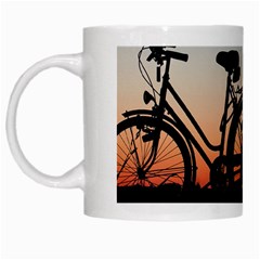 Bicycles Wheel Sunset Love Romance White Mugs by Amaryn4rt