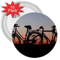 Bicycles Wheel Sunset Love Romance 3  Buttons (10 Pack) 