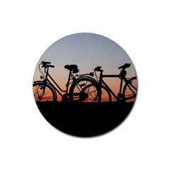 Bicycles Wheel Sunset Love Romance Rubber Coaster (round)  by Amaryn4rt