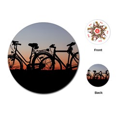 Bicycles Wheel Sunset Love Romance Playing Cards (round)  by Amaryn4rt