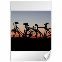 Bicycles Wheel Sunset Love Romance Canvas 12  X 18   by Amaryn4rt