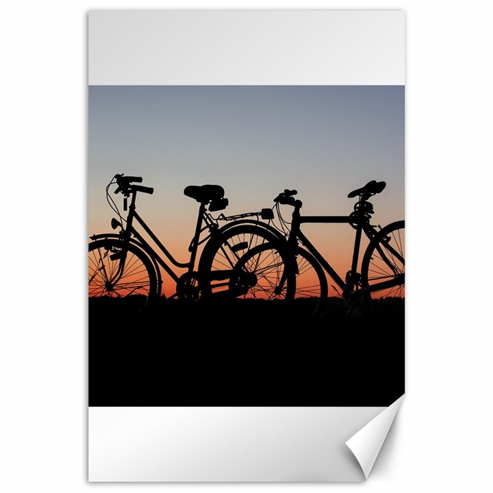 Bicycles Wheel Sunset Love Romance Canvas 24  x 36 