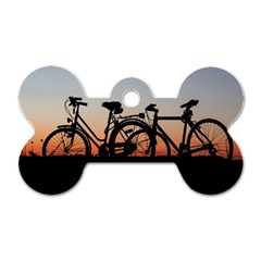 Bicycles Wheel Sunset Love Romance Dog Tag Bone (two Sides) by Amaryn4rt