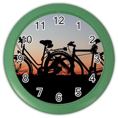 Bicycles Wheel Sunset Love Romance Color Wall Clocks by Amaryn4rt