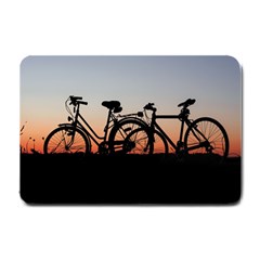 Bicycles Wheel Sunset Love Romance Small Doormat  by Amaryn4rt