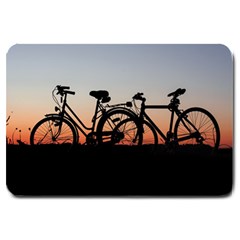 Bicycles Wheel Sunset Love Romance Large Doormat  by Amaryn4rt