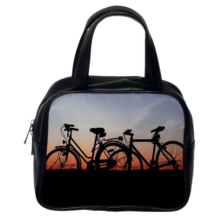 Bicycles Wheel Sunset Love Romance Classic Handbags (One Side)