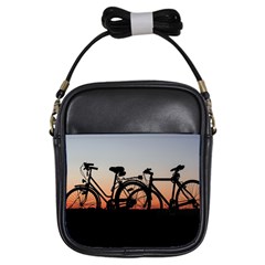 Bicycles Wheel Sunset Love Romance Girls Sling Bags by Amaryn4rt