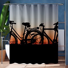 Bicycles Wheel Sunset Love Romance Shower Curtain 60  X 72  (medium)  by Amaryn4rt