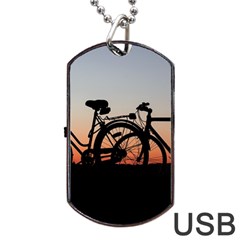 Bicycles Wheel Sunset Love Romance Dog Tag Usb Flash (one Side) by Amaryn4rt