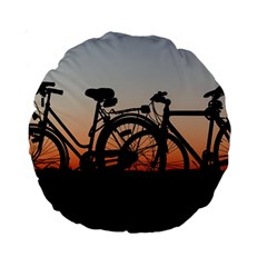 Bicycles Wheel Sunset Love Romance Standard 15  Premium Round Cushions by Amaryn4rt