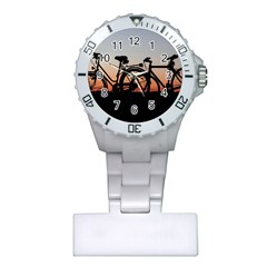 Bicycles Wheel Sunset Love Romance Plastic Nurses Watch by Amaryn4rt