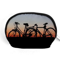 Bicycles Wheel Sunset Love Romance Accessory Pouches (medium)  by Amaryn4rt