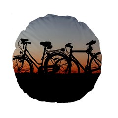 Bicycles Wheel Sunset Love Romance Standard 15  Premium Flano Round Cushions by Amaryn4rt