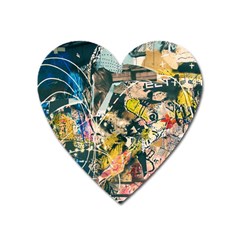 Art Graffiti Abstract Vintage Lines Heart Magnet by Amaryn4rt