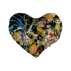 Art Graffiti Abstract Vintage Lines Standard 16  Premium Heart Shape Cushions by Amaryn4rt