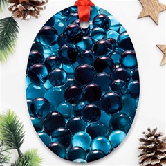 Blue Abstract Balls Spheres Oval Ornament (two Sides) by Amaryn4rt