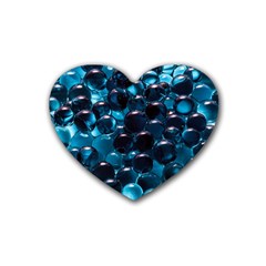 Blue Abstract Balls Spheres Rubber Coaster (heart) 