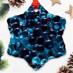 Blue Abstract Balls Spheres Snowflake Ornament (2-side) by Amaryn4rt