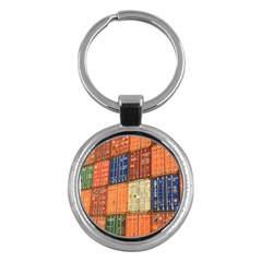 Blue White Orange And Brown Container Van Key Chains (round)  by Amaryn4rt