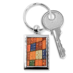 Blue White Orange And Brown Container Van Key Chains (rectangle)  by Amaryn4rt