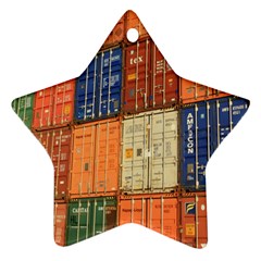 Blue White Orange And Brown Container Van Star Ornament (two Sides)  by Amaryn4rt