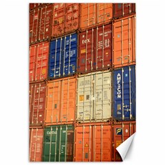 Blue White Orange And Brown Container Van Canvas 24  X 36  by Amaryn4rt