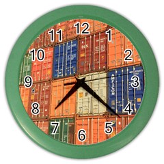 Blue White Orange And Brown Container Van Color Wall Clocks by Amaryn4rt