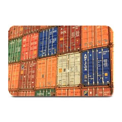 Blue White Orange And Brown Container Van Plate Mats by Amaryn4rt