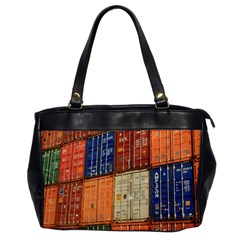 Blue White Orange And Brown Container Van Office Handbags by Amaryn4rt