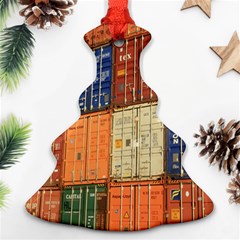 Blue White Orange And Brown Container Van Ornament (christmas Tree) by Amaryn4rt