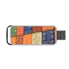 Blue White Orange And Brown Container Van Portable Usb Flash (one Side) by Amaryn4rt