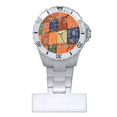 Blue White Orange And Brown Container Van Plastic Nurses Watch by Amaryn4rt