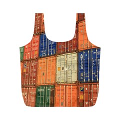 Blue White Orange And Brown Container Van Full Print Recycle Bags (m) 