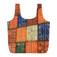 Blue White Orange And Brown Container Van Full Print Recycle Bags (l)  by Amaryn4rt