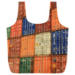 Blue White Orange And Brown Container Van Full Print Recycle Bags (l) 