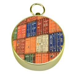 Blue White Orange And Brown Container Van Gold Compasses by Amaryn4rt