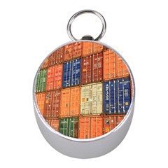 Blue White Orange And Brown Container Van Mini Silver Compasses by Amaryn4rt