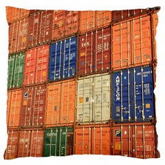 Blue White Orange And Brown Container Van Large Flano Cushion Case (one Side) by Amaryn4rt