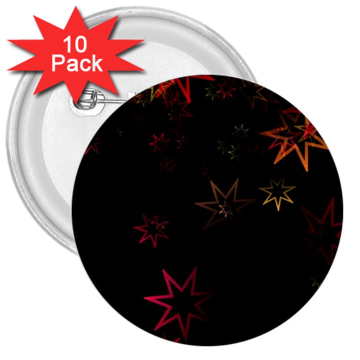 Christmas Background Motif Star 3  Buttons (10 pack) 