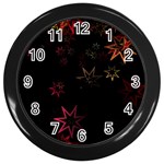 Christmas Background Motif Star Wall Clocks (Black) Front