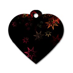 Christmas Background Motif Star Dog Tag Heart (two Sides) by Amaryn4rt