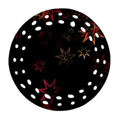 Christmas Background Motif Star Round Filigree Ornament (2side) by Amaryn4rt