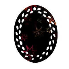 Christmas Background Motif Star Ornament (oval Filigree)  by Amaryn4rt