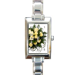 Bouquet Flowers Roses Decoration Rectangle Italian Charm Watch by Amaryn4rt