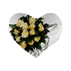 Bouquet Flowers Roses Decoration Standard 16  Premium Flano Heart Shape Cushions by Amaryn4rt