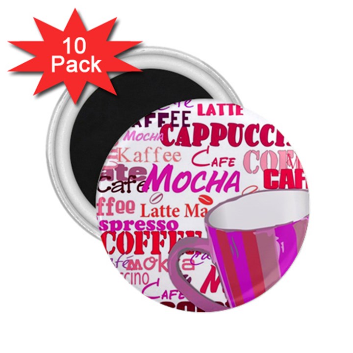 Coffee Cup Lettering Coffee Cup 2.25  Magnets (10 pack) 