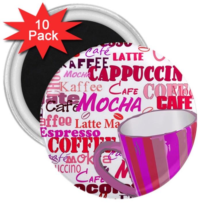 Coffee Cup Lettering Coffee Cup 3  Magnets (10 pack) 